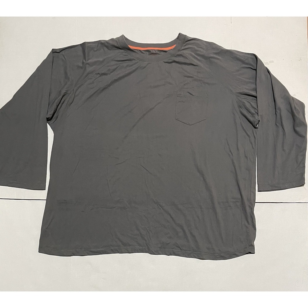 Boulder Creek Trading Company Mens 6XL Big Gray Long Sleeve T-Shirt Crew Neck